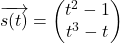 Rendered by QuickLaTeX.com \overrightarrow{s(t)}=\begin{pmatrix}t^2-1\\t^3-t\end{pmatrix}