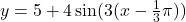 y=5+4\sin(3(x-\frac{1}{3}\pi))