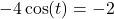-4\cos(t)=-2