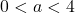 0<a<4