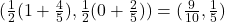 (\frac{1}{2}(1+\frac{4}{5}), \frac{1}{2}(0+\frac{2}{5})) = (\frac{9}{10},\frac{1}{5})