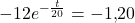 -12e^{-\frac{t}{20}}=-1{,}20