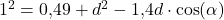 1^2=0{,}49+d^2-1{,}4d\cdot \cos(\alpha)