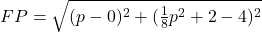 FP=\sqrt{(p-0)^2+(\frac{1}{8}p^2+2-4)^2}