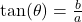 \tan(\theta)=\frac{b}{a}