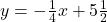 y=-\frac{1}{4}x+5\frac{1}{2}
