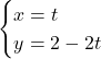 \begin{cases}x=t\\ y=2-2t\end{cases}