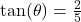 \tan(\theta)=\frac{2}{5}